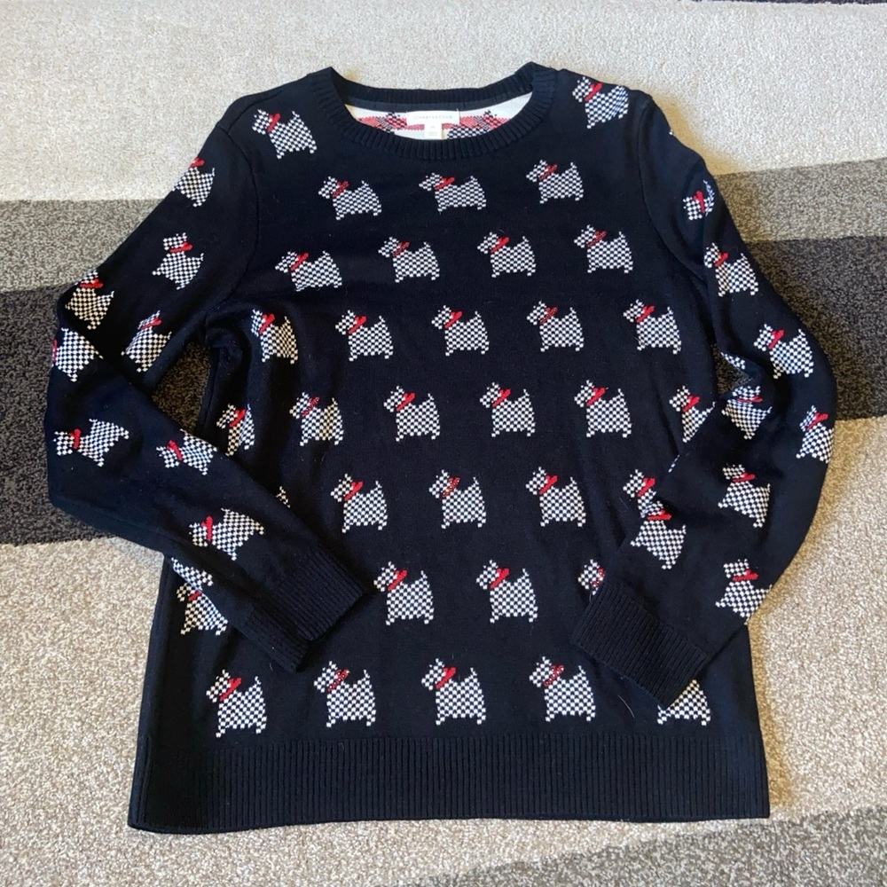 Charter Club Women's PLCute Terrier Scottie Dog Cotton Crew Neck Sweater